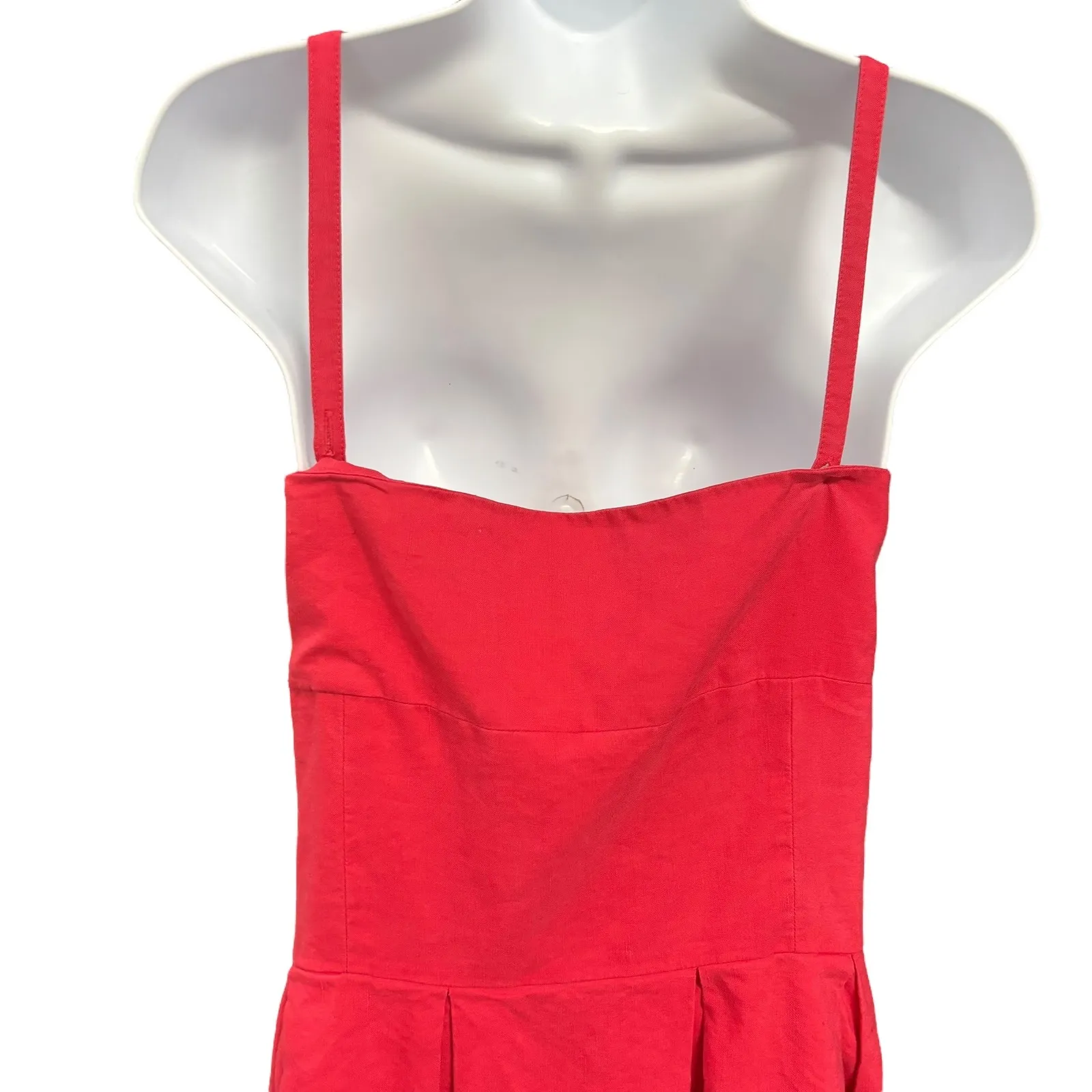 Talbots Midi Dress‎ Pleated Sleeveless Square Neck Pink Size 16 - Image 5