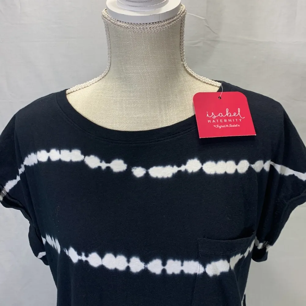 NWT Black White Tie Dye Side Ruched Tee Size S - Image 2