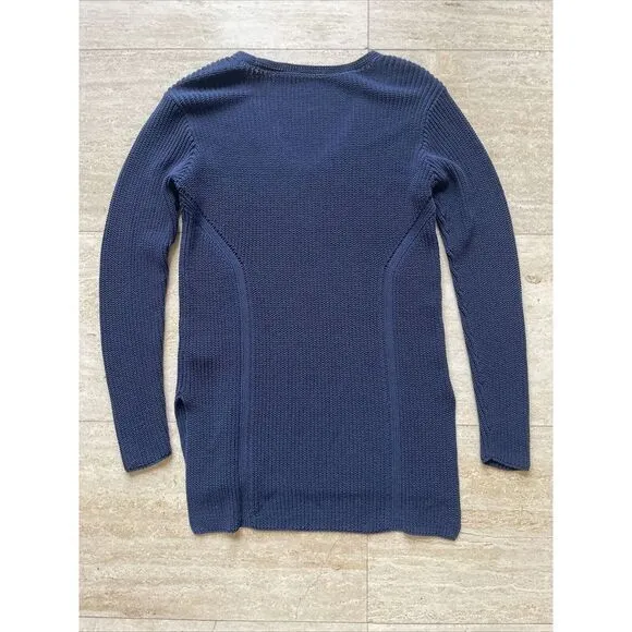 Athleta Highline Navy Blue V-neck Cotton/Nylon Tunic Long Sleeve  Sweater Sz S‎ - Image 5