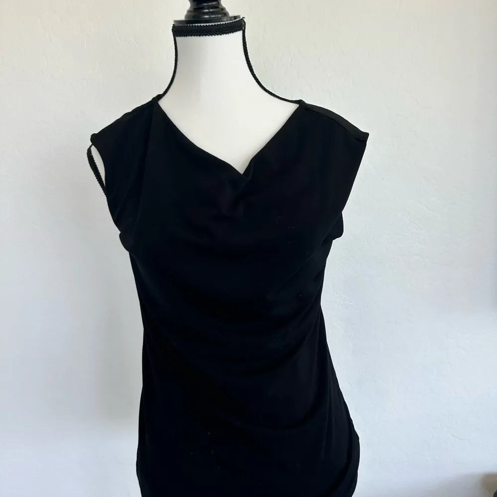 Ann Taylor Black Draped Asymmetrical Sheath Dress - Image 3