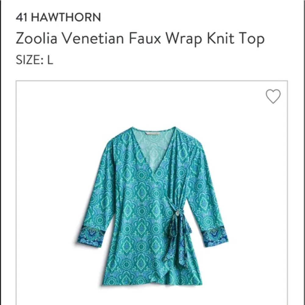 41 Hawthorn Zoolia Venetian Faux Wrap Knit Top Size S Blue - Image 2