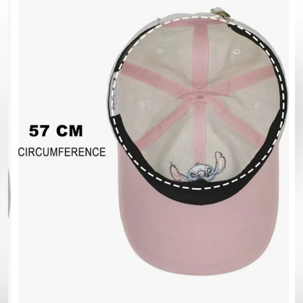 Stitch Embroidered Cap with Pink Brim - Image 4