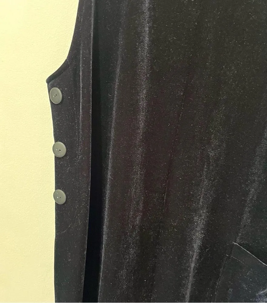 VTG Y2K Jacqueline Ferrar VELVET VELOUR Black Jumper Dress Maxi Stretch Size 12 - Image 5