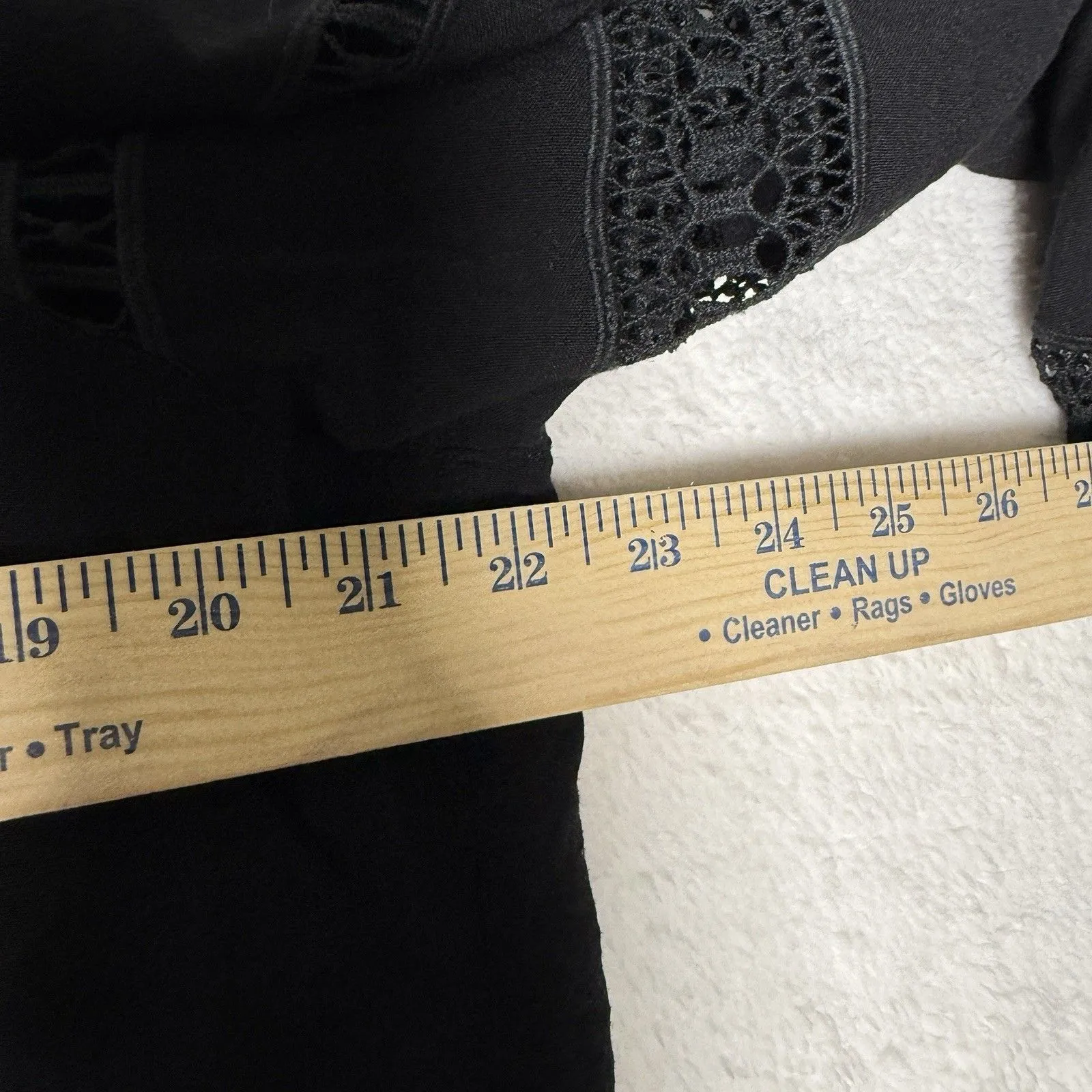 John Mark Women Button Up Shirt Tunic Size L Black Artsy Crochet Witchy Boho Size L - Image 8