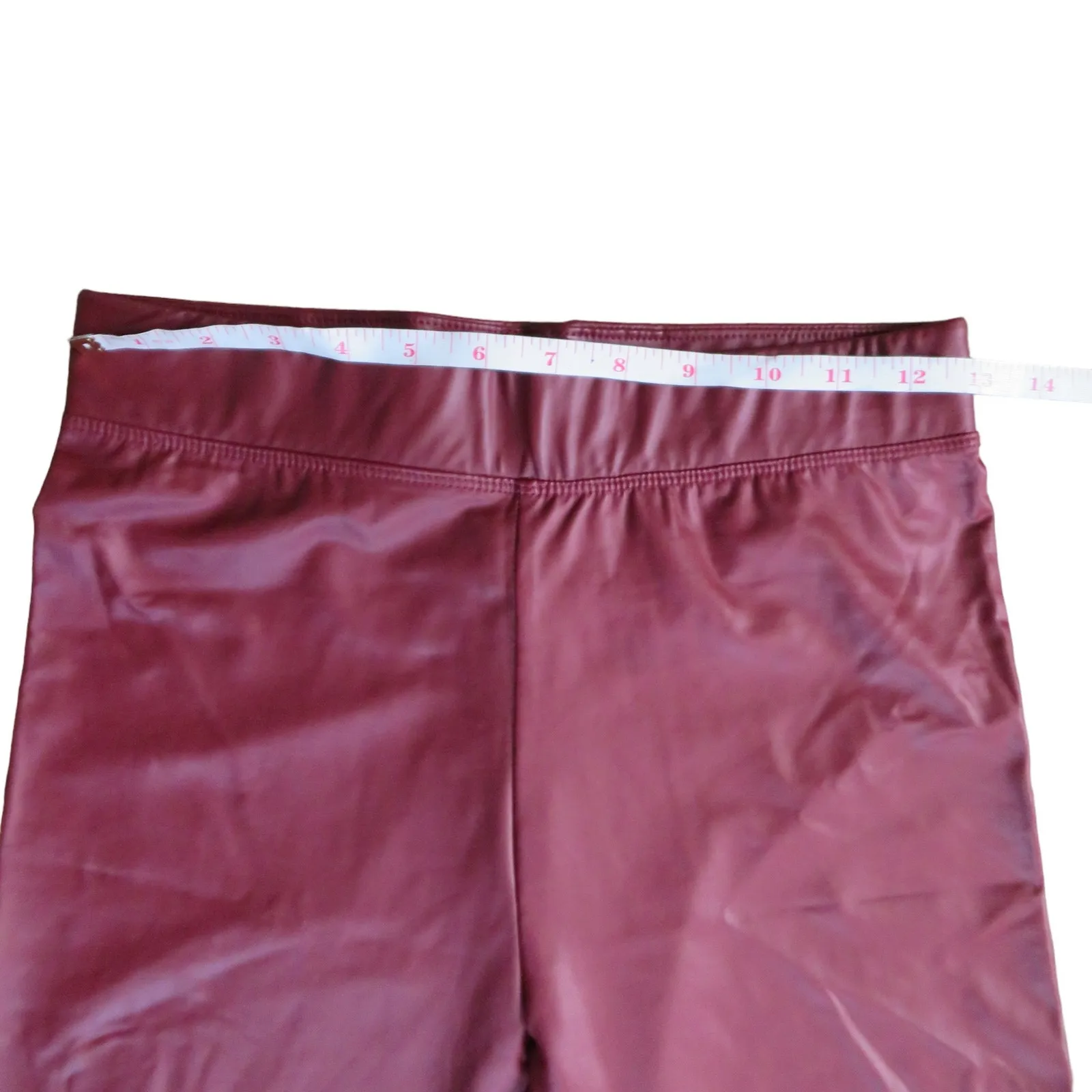 Bershka Faux Leather Leggings High Rise Stretch Pants Size Medium Burgundy - Image 10