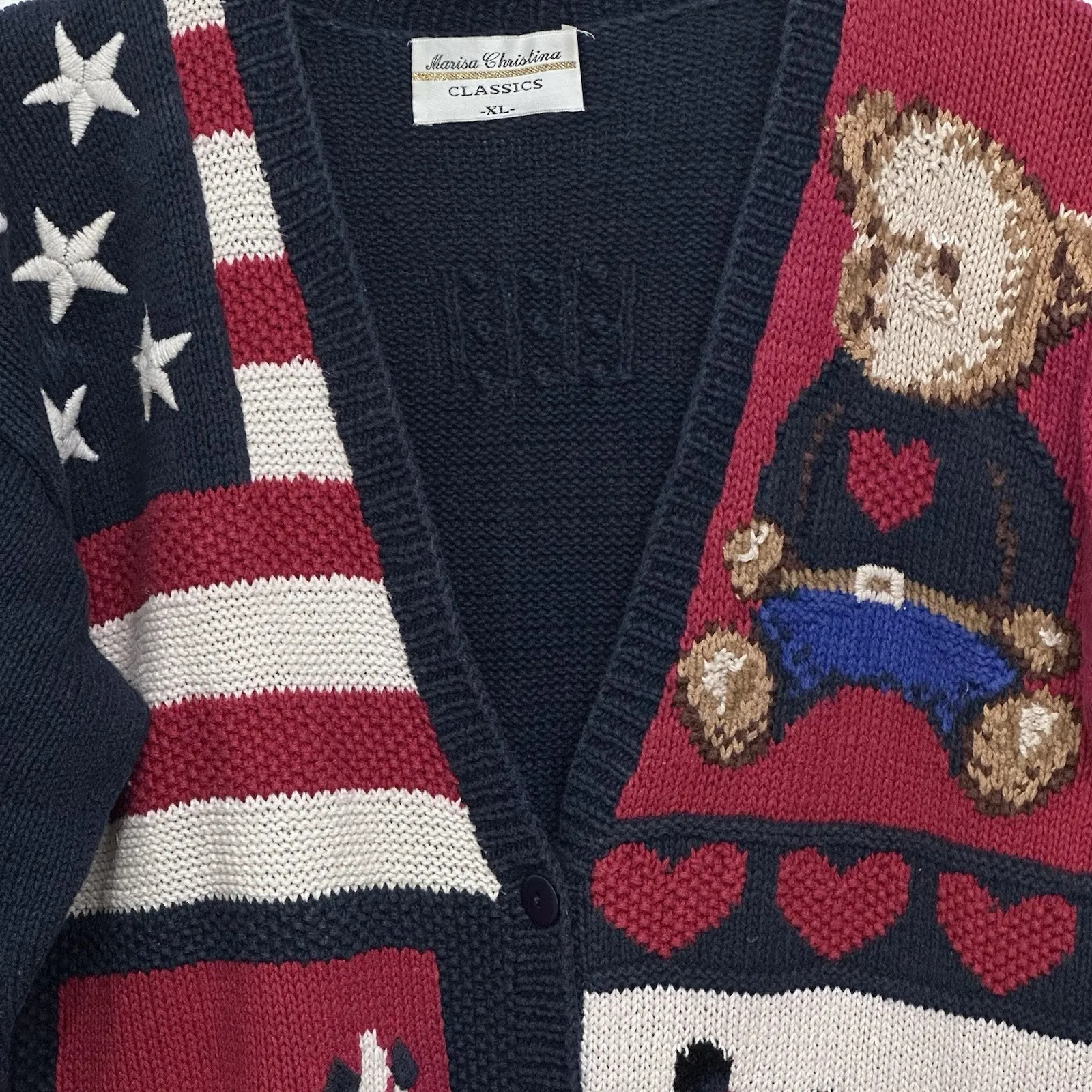 Marisa Christina Sweater Womens Size XL Red White Blue Cardigan American - Image 2