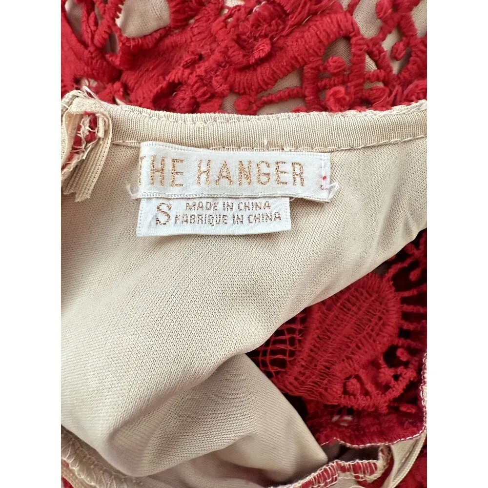 WOMEN RED DRESS FLAPPER LACE SHORT SLEEVE ZIPPER CASUAL SIZE S - Image 4