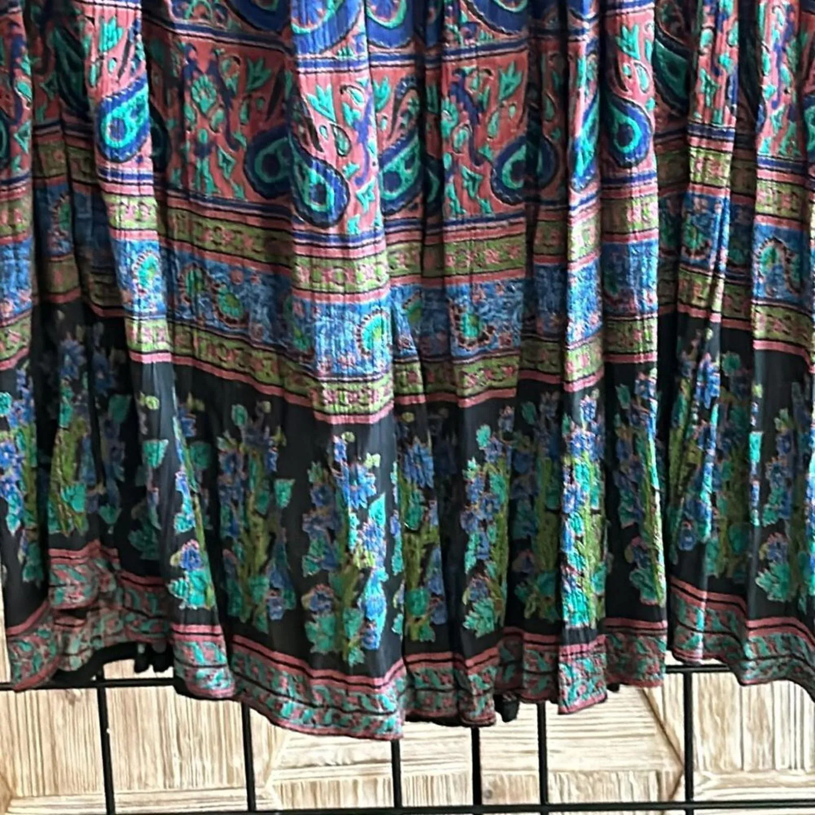 LIz Baker Vintage Womens Skirt One Size Blue Paisley Maxi Boho Hippie - Image 3