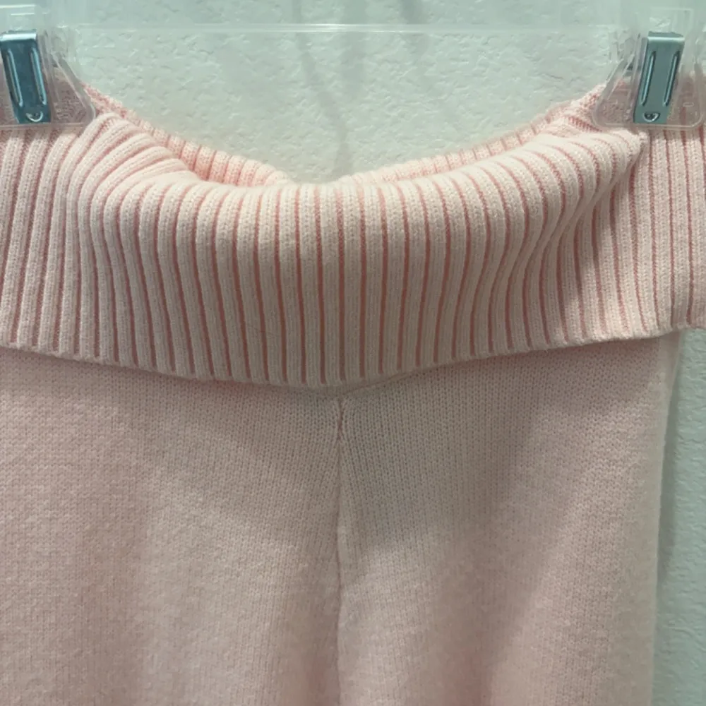 Edikted  pink knit flared fold over pants - Image 5
