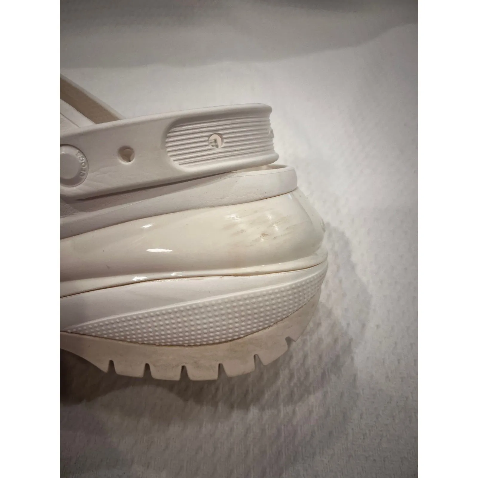 Crocs White Platform Chunky Tread Slides with Gem Charms Women’s Size 10 - Image 10