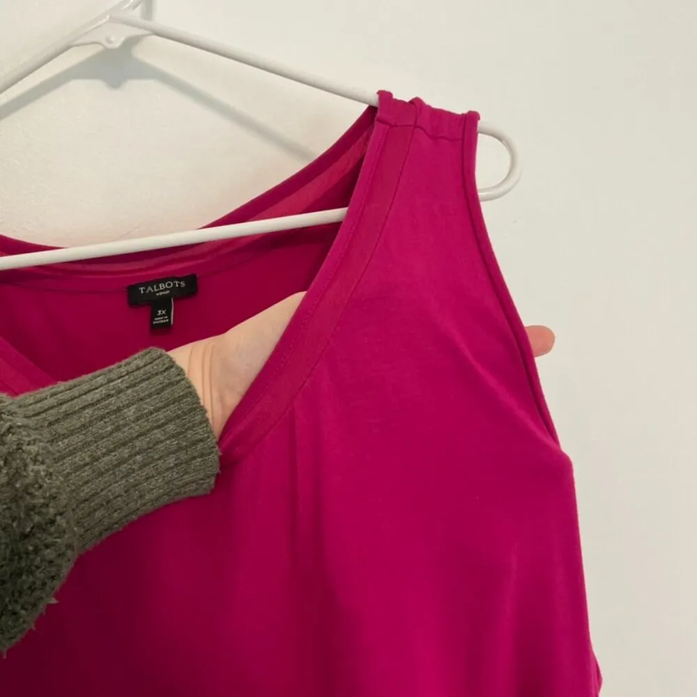 TALBOTS Woman Plus Size Solid Magenta Raspberry Pink Sleeveless Work Tank Blouse - Image 6