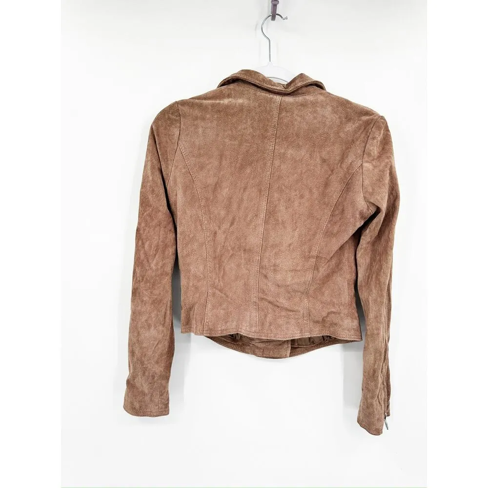 Blank NYC Brown Suede Moto 100% Leather Jacket XS - Image 2