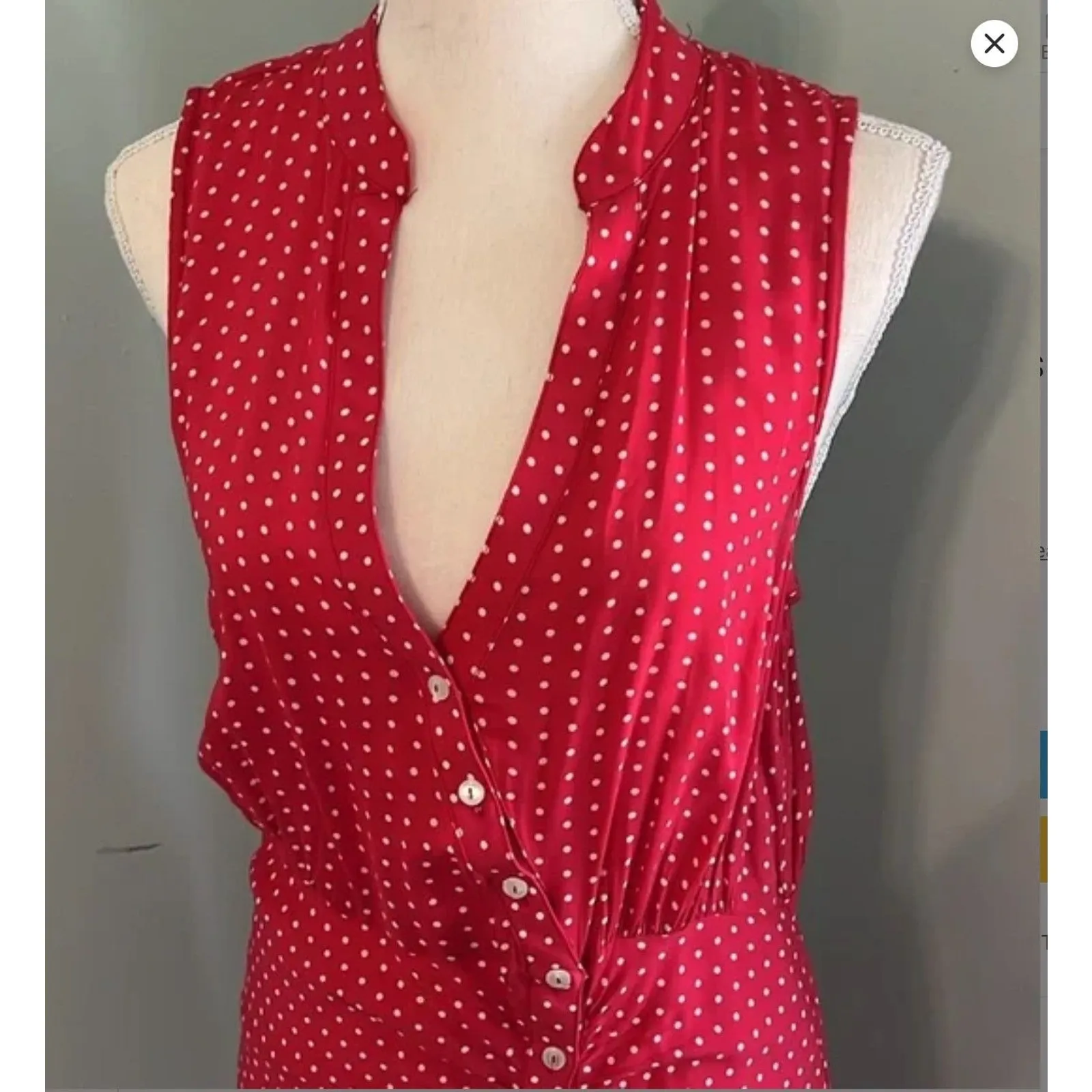Free People Pippa‎ Polka-Dot Mini Sz XL Button-Down Dress Y2K Feminine Cottage - Image 4