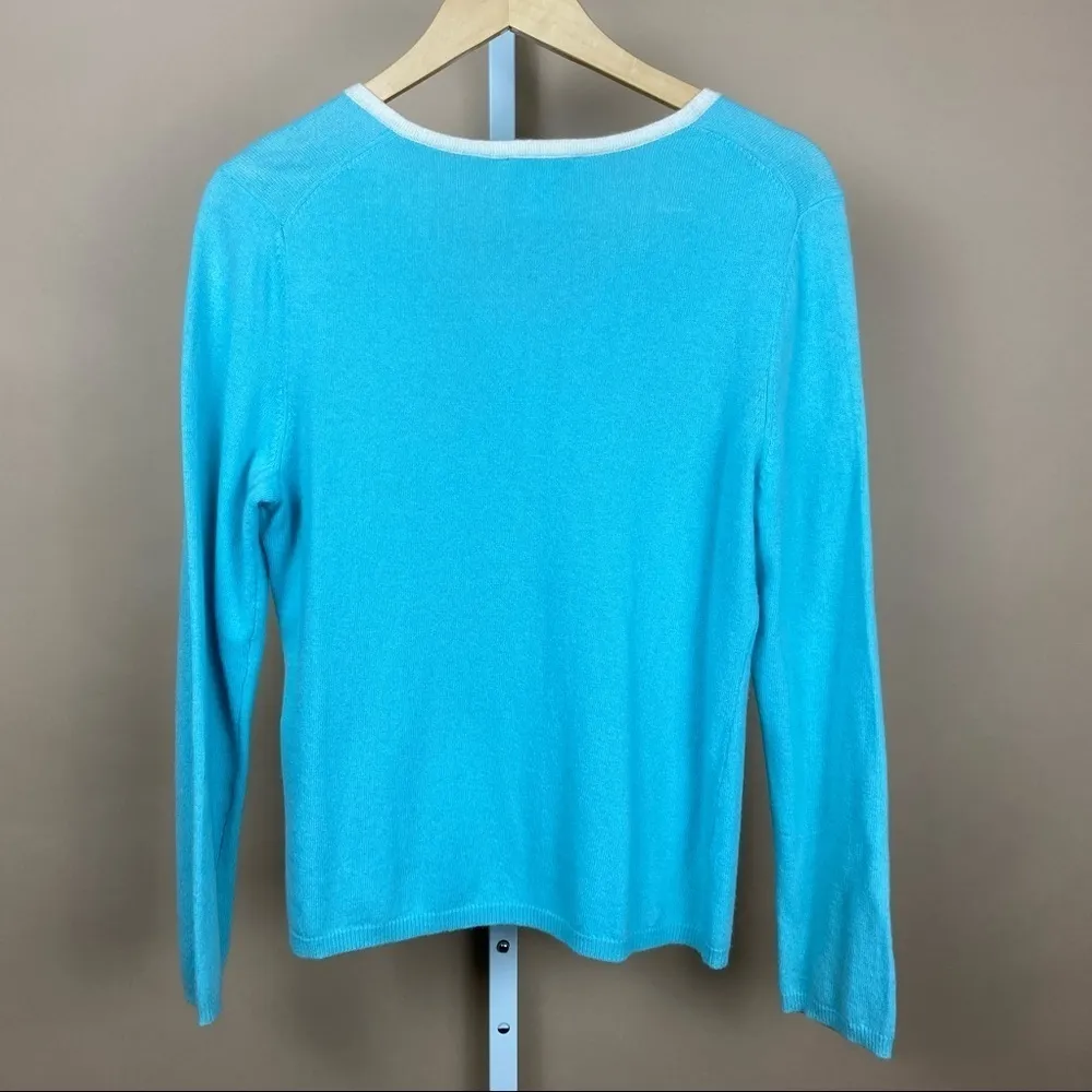 Vintage Talbots Medium Petite Pastel Lambswool Cashmere Angora Sweater Spring Blue Size undefined - Image 6