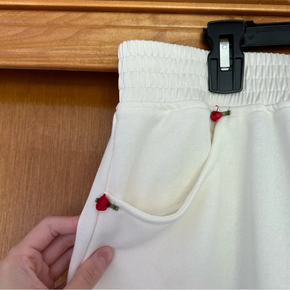 For Love and Lemons Frankie Rosette Crossover Waistband Sweatpants White Size XL - Image 5