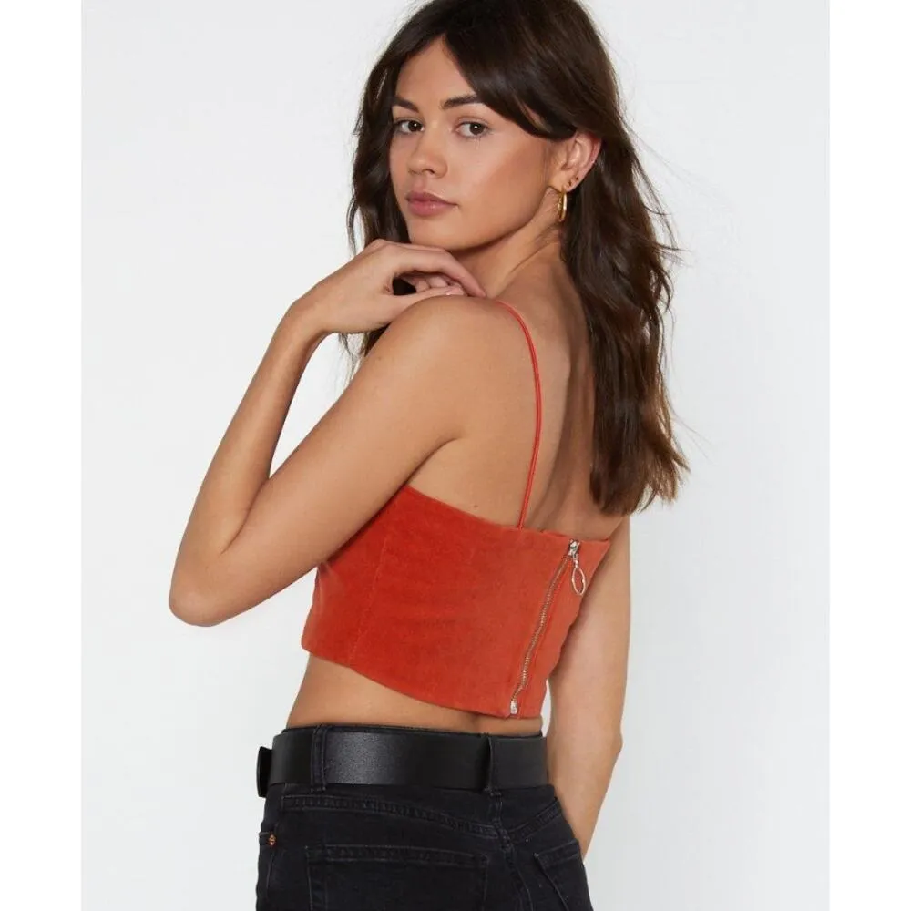 NWT Momokrom Courduroy rust crop top size 10 - Image 2