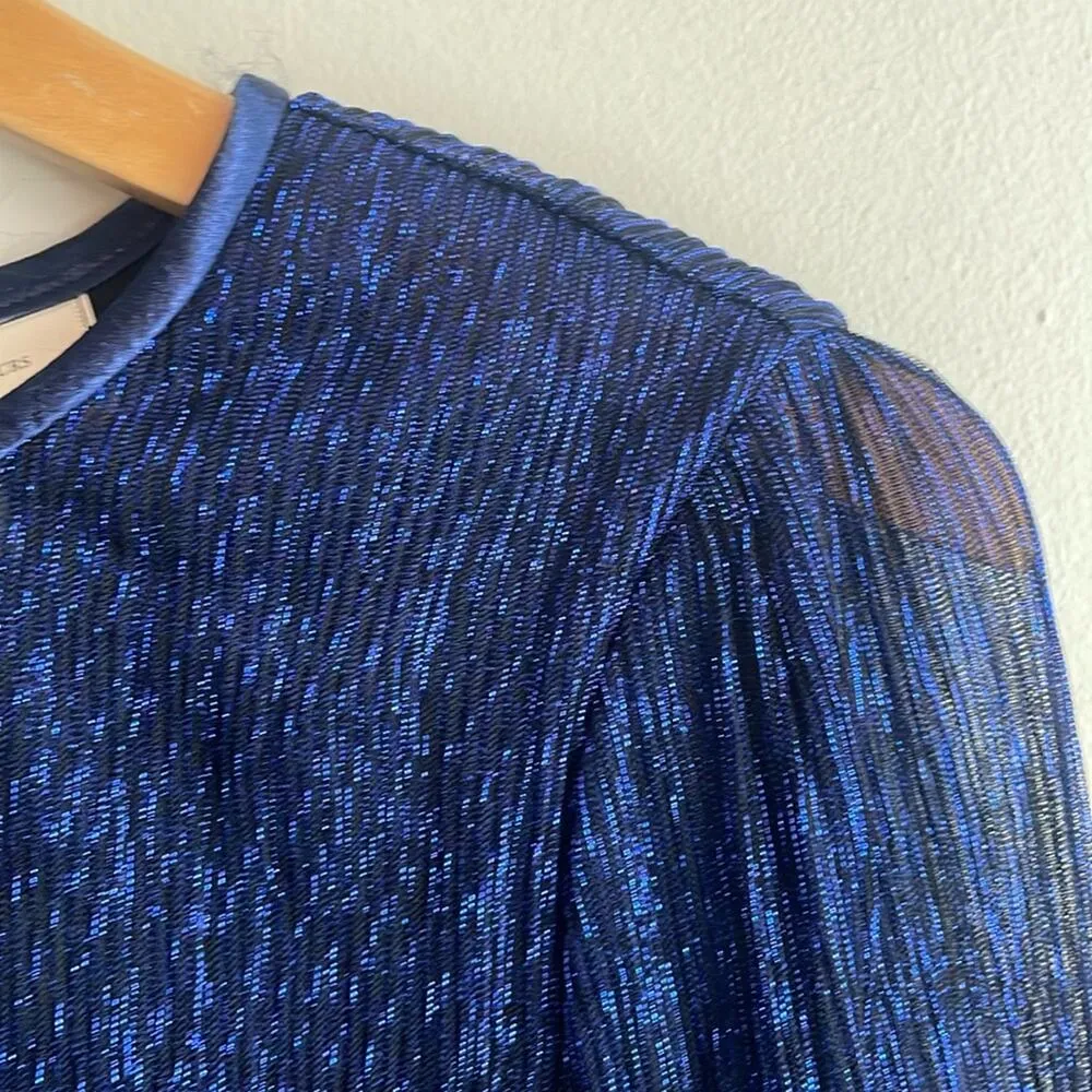 Anthropologie Moulinette Soeurs Ruffled Metallic Top Navy - Image 5