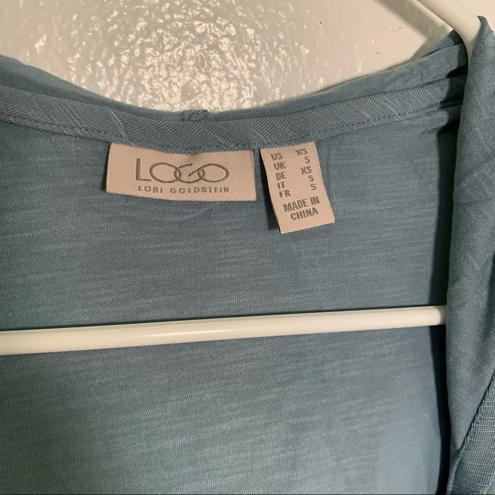 LOGO by Lori Goldstein Open Front Knit Vest with Hood Light Blue XS - Image 7