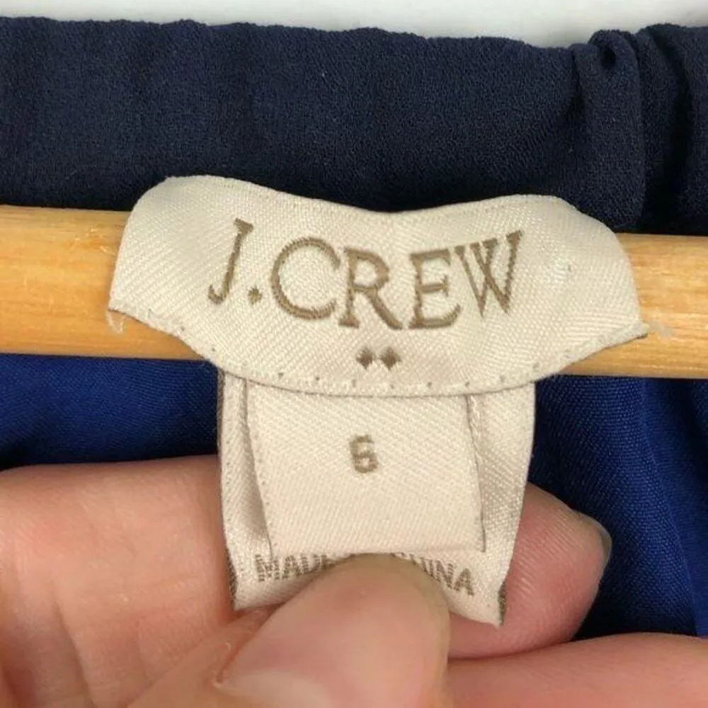 J. Crew Navy Geometric Printed Maxi Dress Long Spaghetti Strap Halter Neck SZ 6 - Image 8