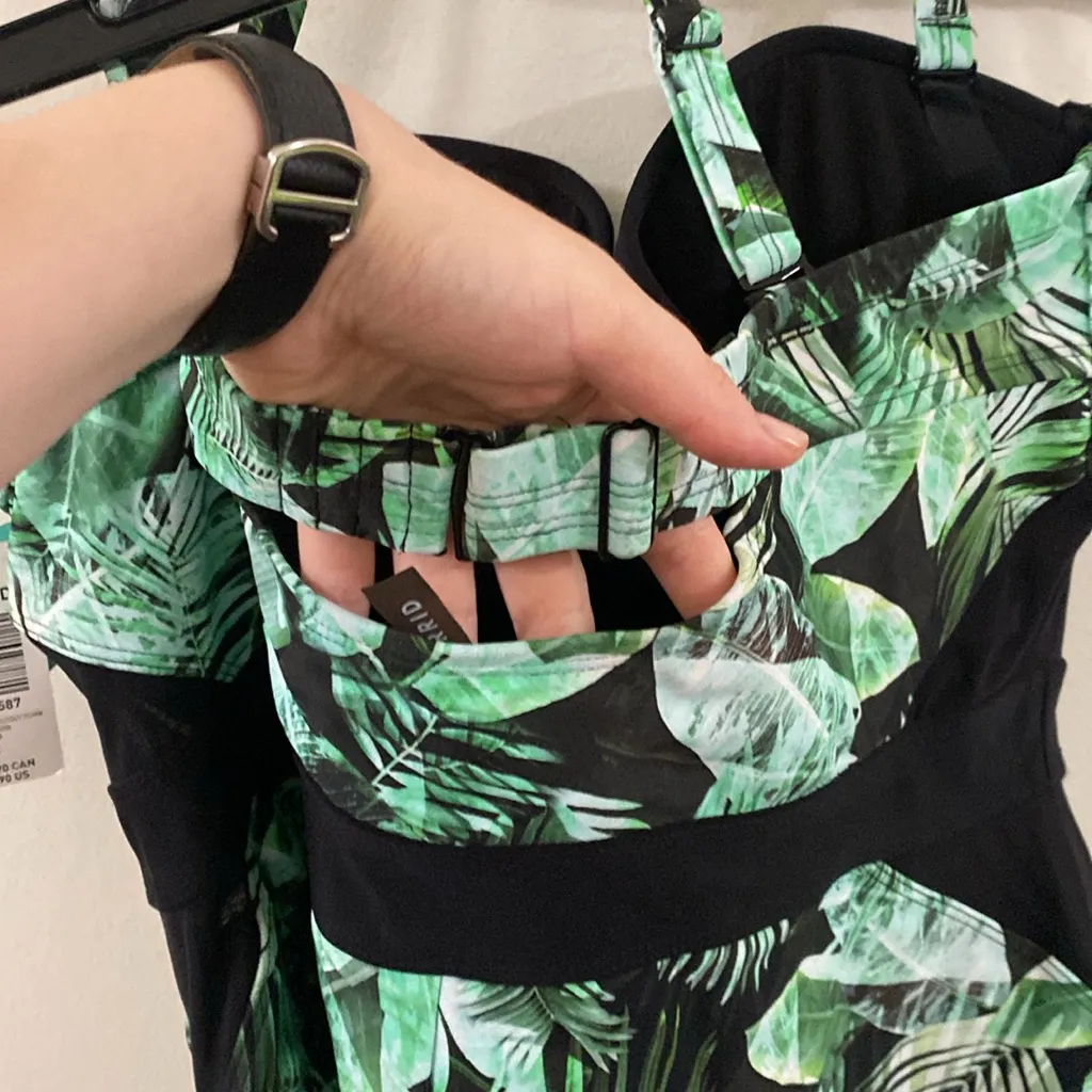 Torrid Vixen Green Palm cutout mesh detail push-up padded bra one piece swimsuit - Image 7