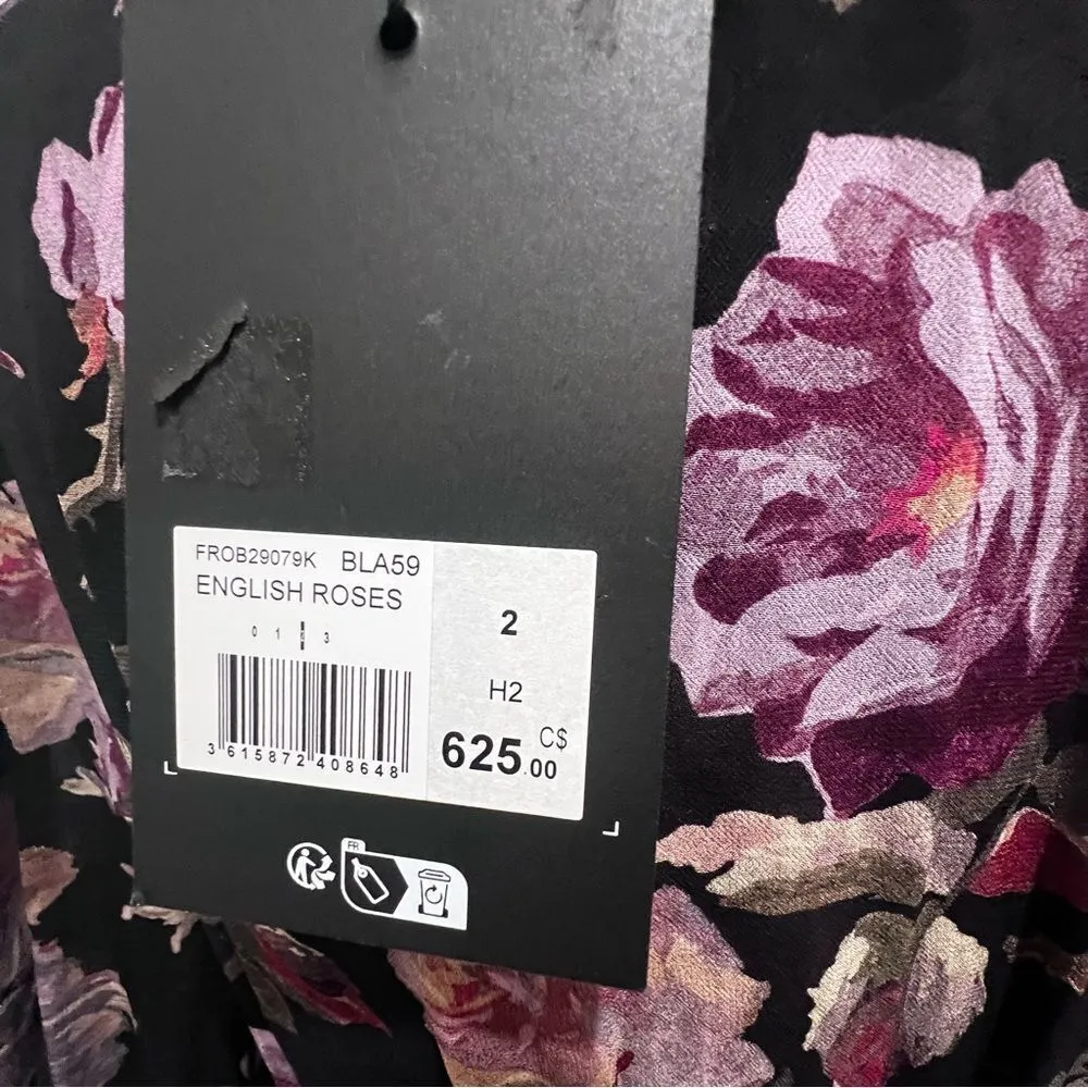 NWT The Kooples BLACK LONG FLORAL PRINT DRESS size 8 women's - Image 11