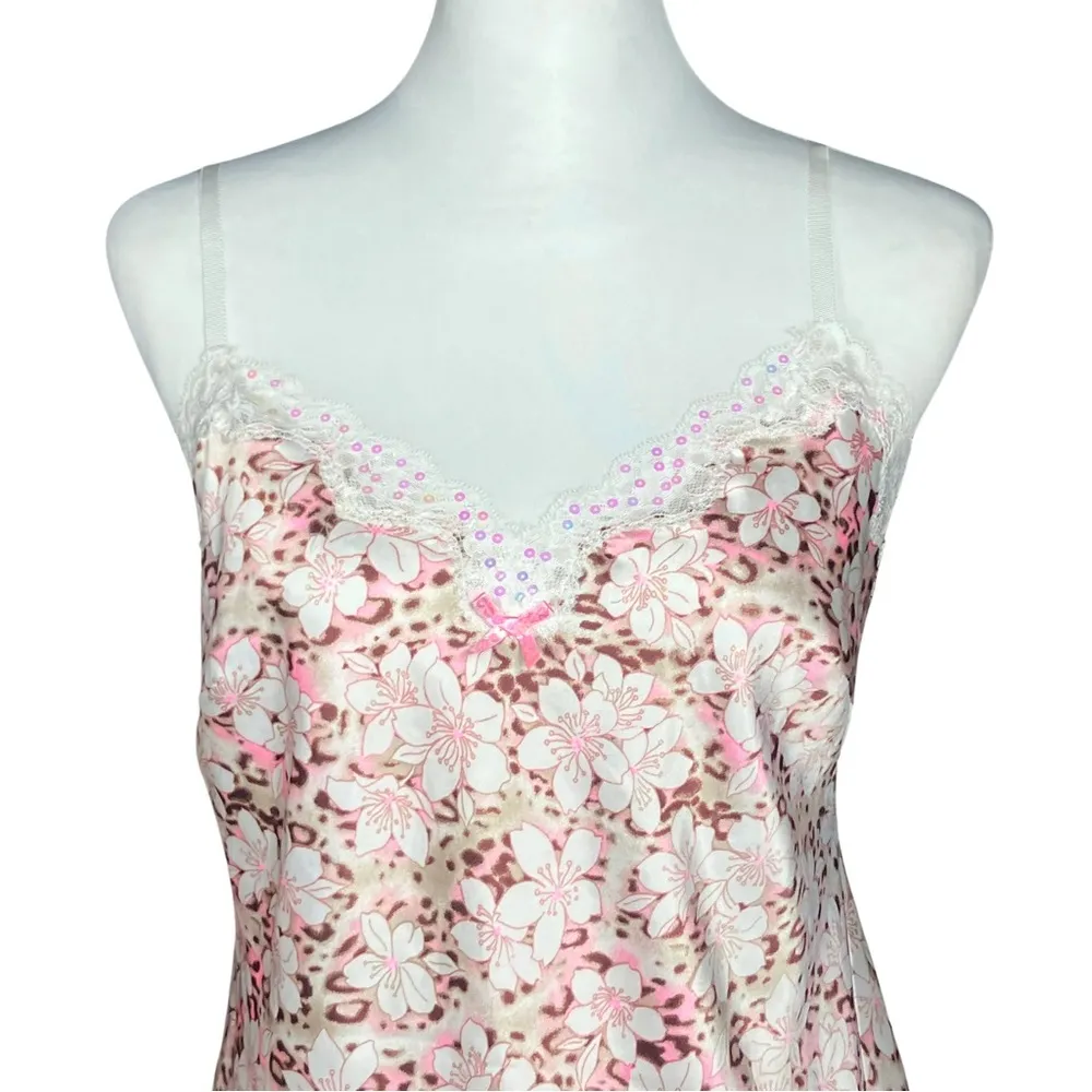 Victoria’s Secret Leopard Floral Chemise Slip Mini Dress. Medium. Fairy, Retro - Image 7