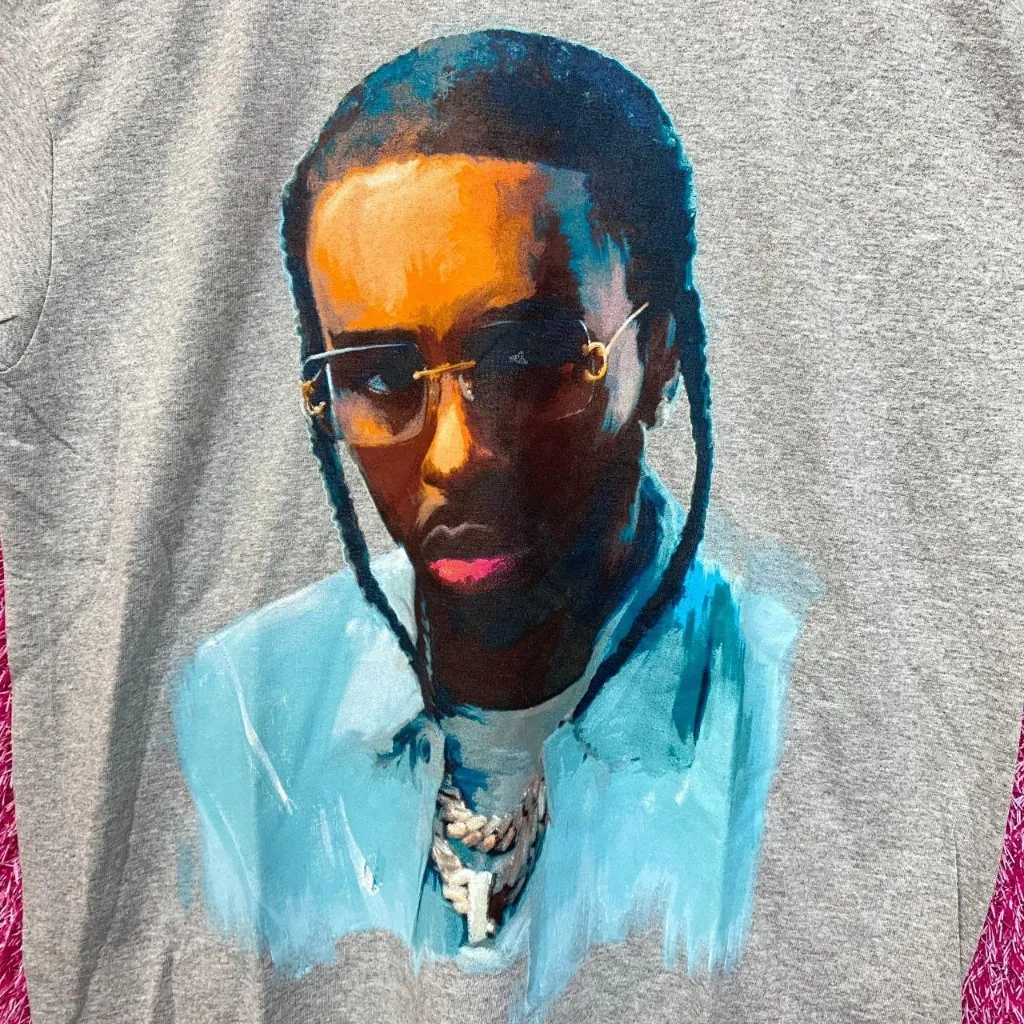 Pop Smoke Music Gray Rap Tshirt size Large  - Image 2