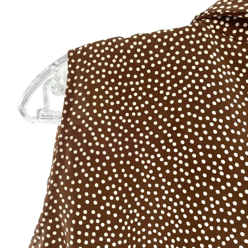 Vintage Pendleton Brown Polka Dot Silk Skirt Blouse Set - Image 6