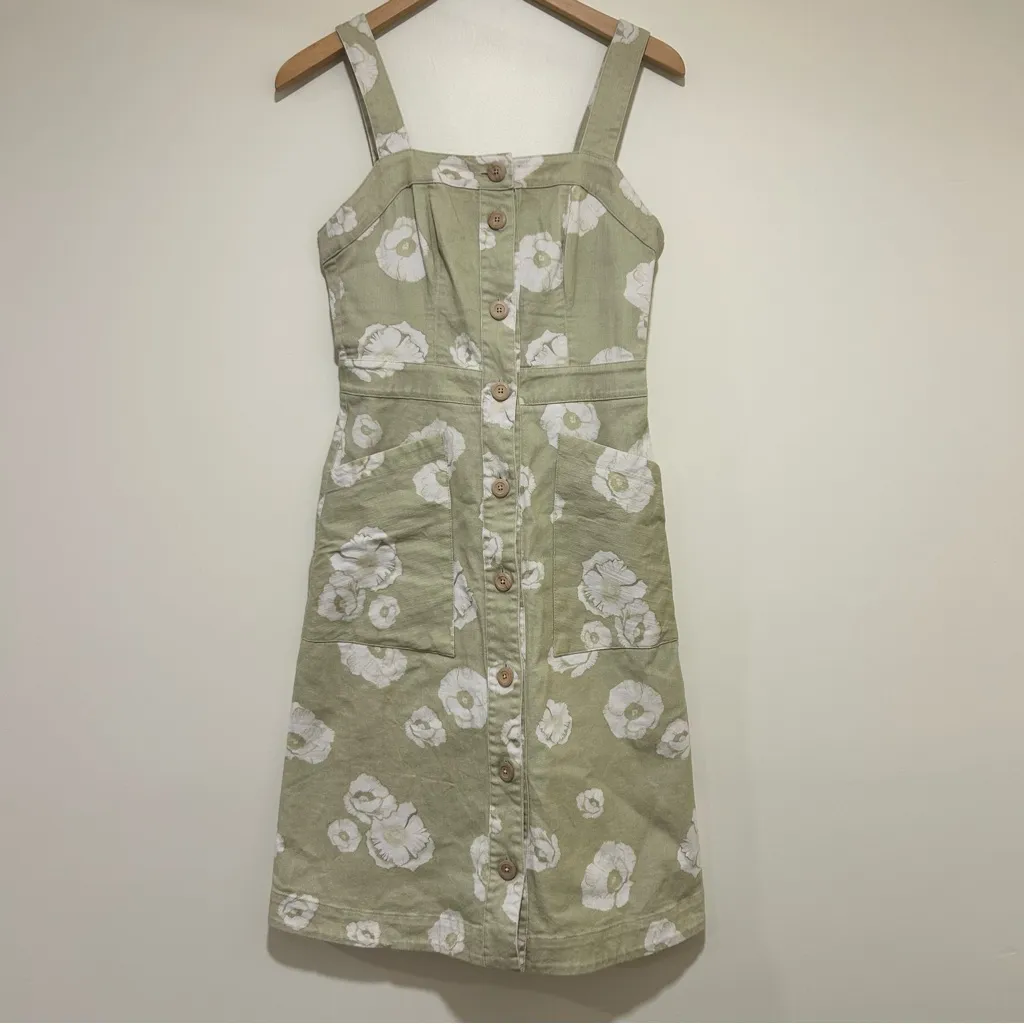 Anthropologie Sissa Daisy Days Floral Jumper Dress Sage Green Size 0 - Image 3