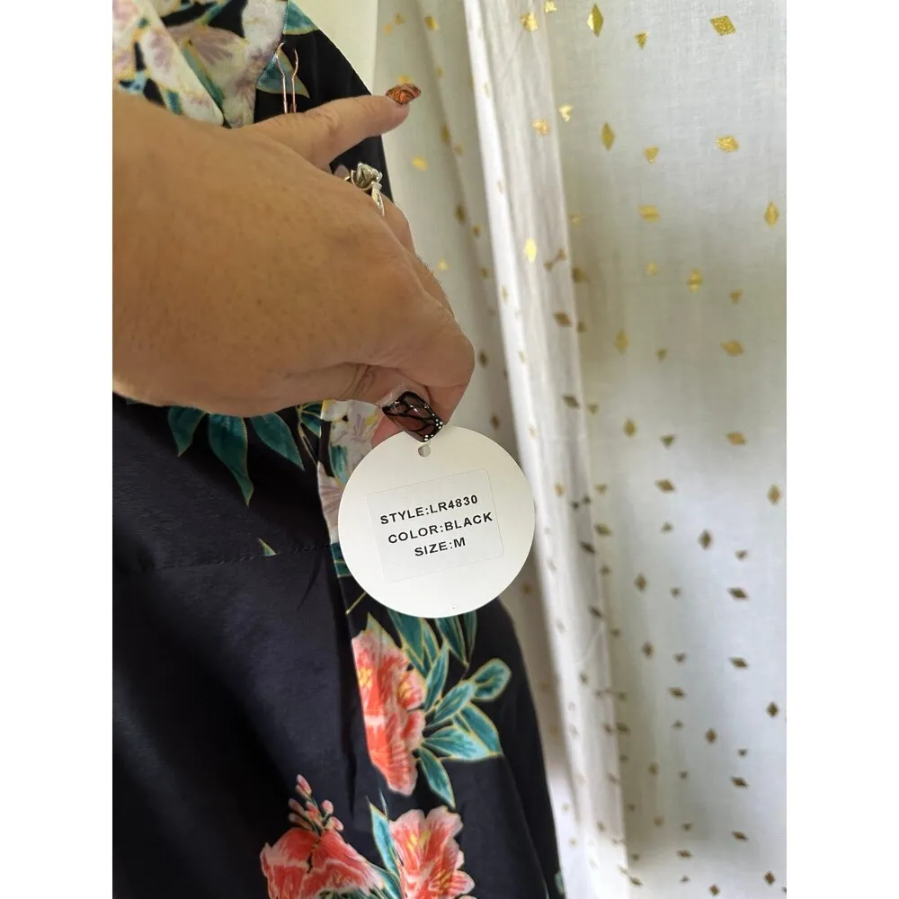 Luxxel NWT Women's Floral Halter High Neck Tie Open Back Romantic Romper M - Image 6