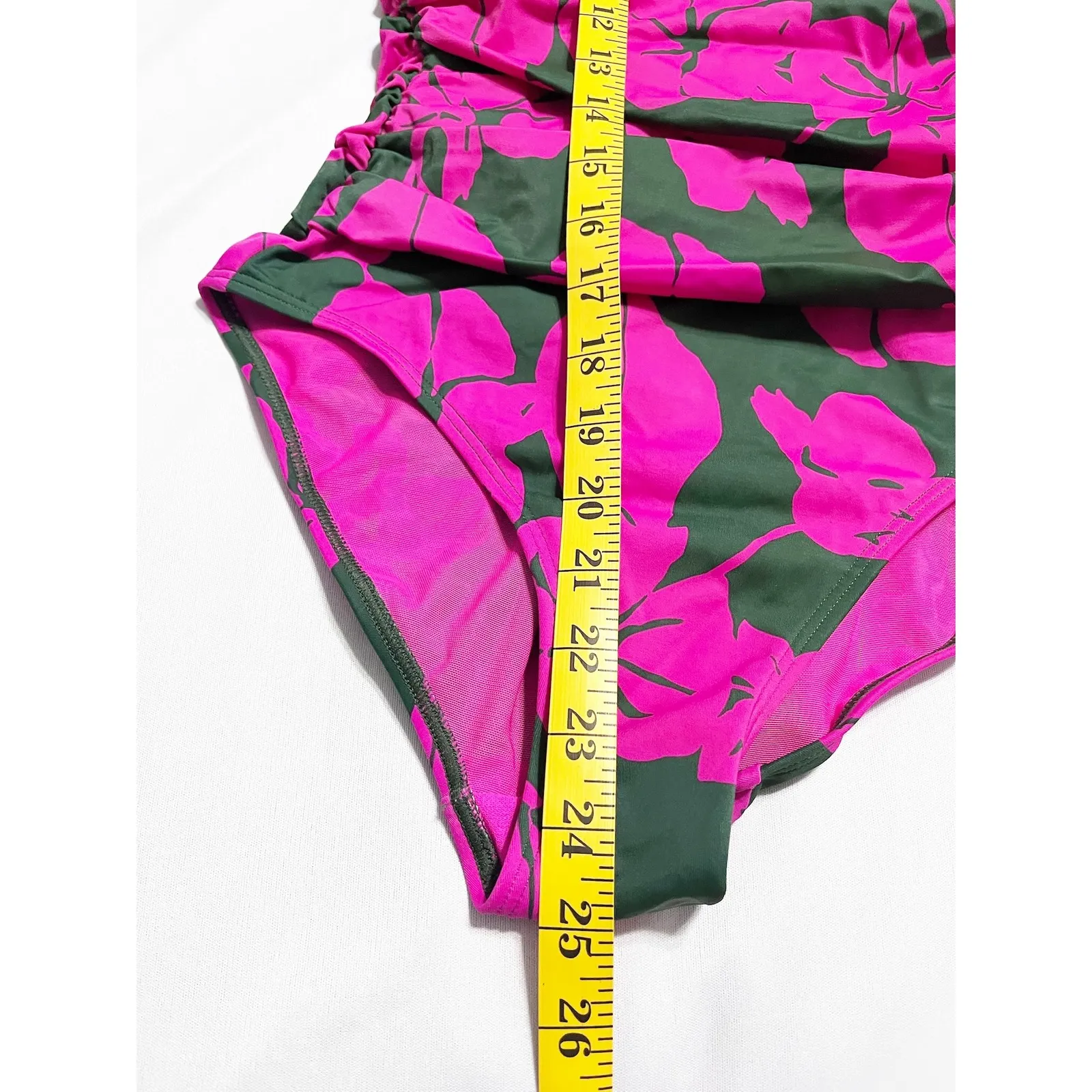 Boden Talamanca One Piece Swimsuit Tropical Floral Print Ruched V Neck Womens 2R Pink Size 2 - Image 10