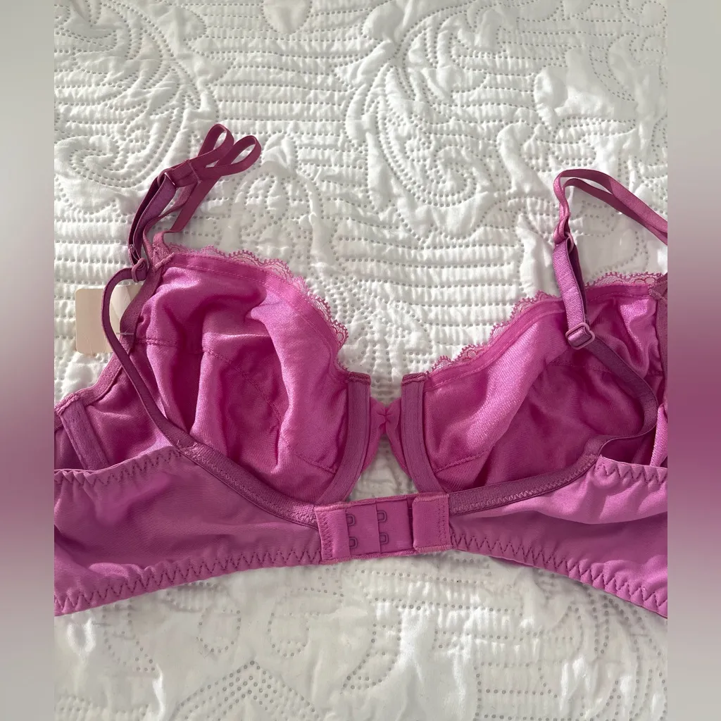 NWT VASSARETTE DEMI UNPADDED PINK LACE BRA 34C - Image 4