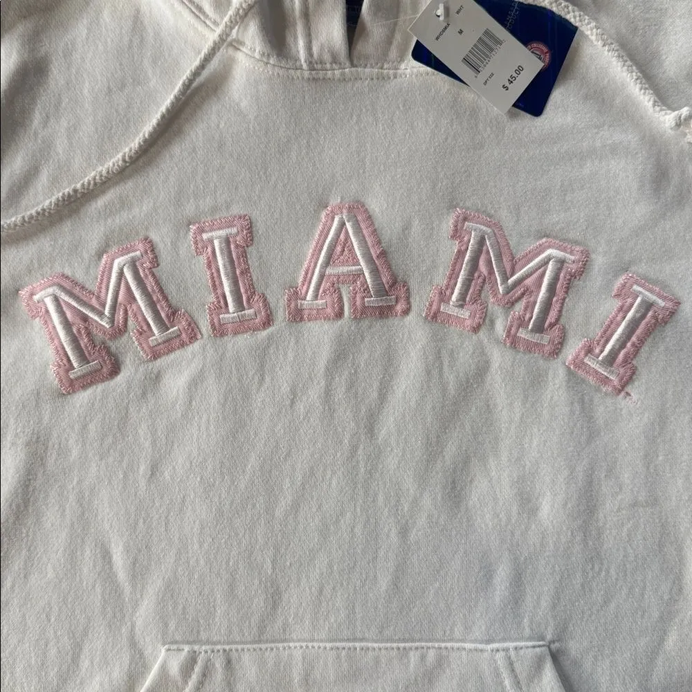 Women’s White Embroidered MIAMI College Hoodie Size M NEW - Image 8