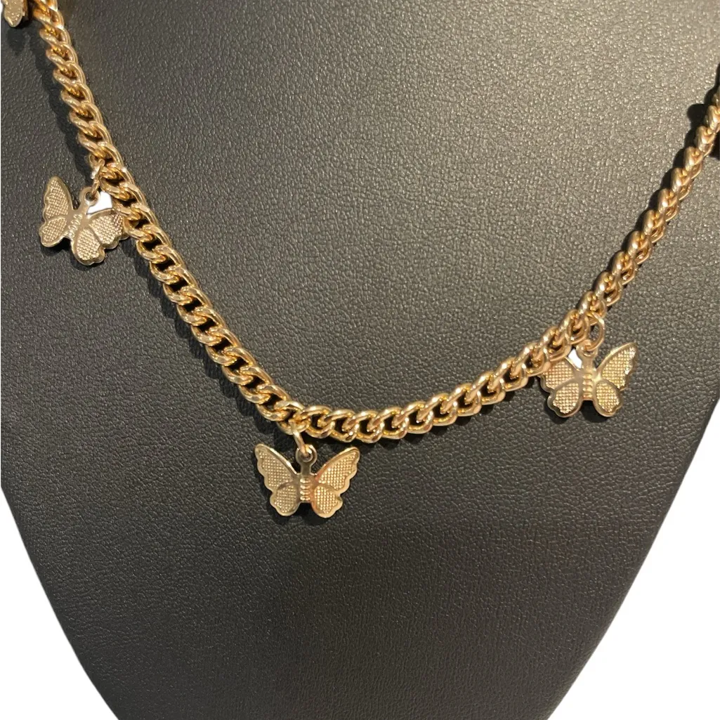 Gold Butterfly Charm Necklace Chain Dainty Women's Jewelry NWT - Image 3
