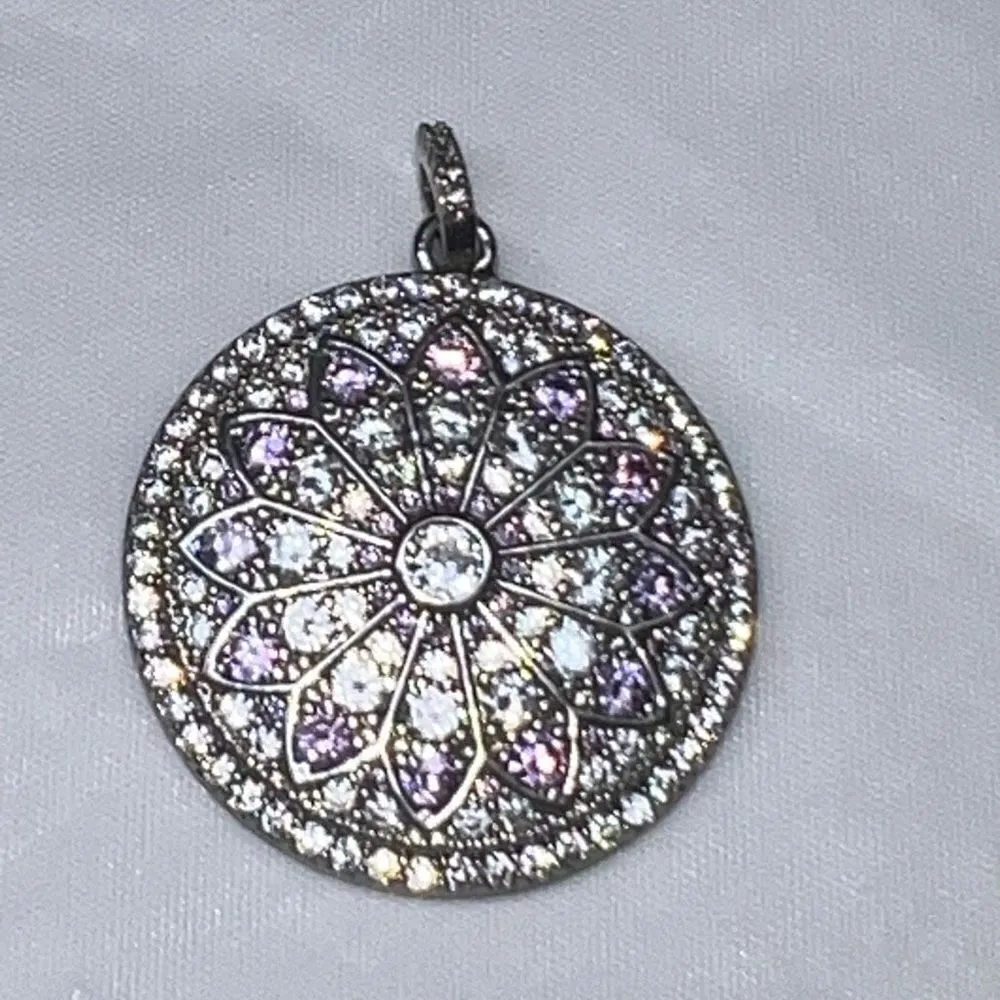 Silver Tone CZ Mandala Pendant - Image 3