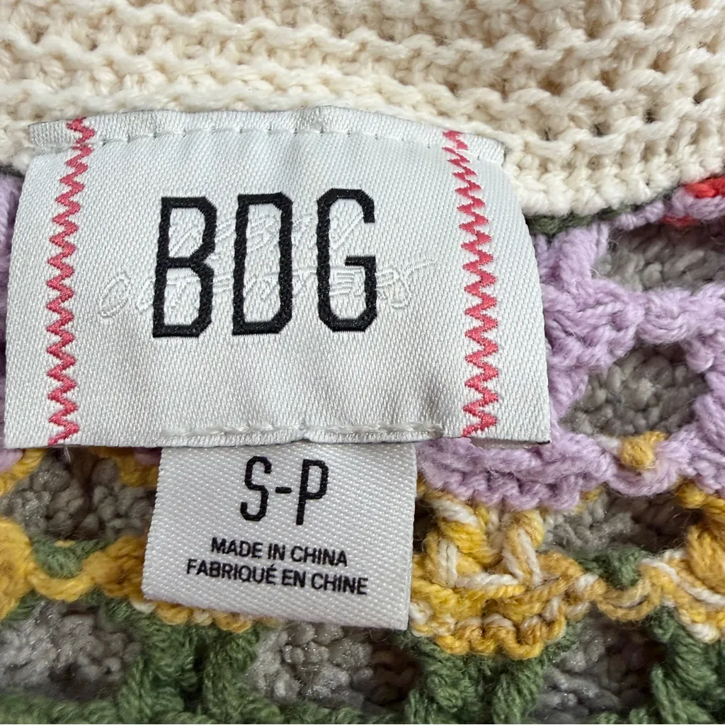 BDG Urban Outfitters Women’s Crochet Knit Tank Top V-Neck Crop Pullover Stripe S - Image 10