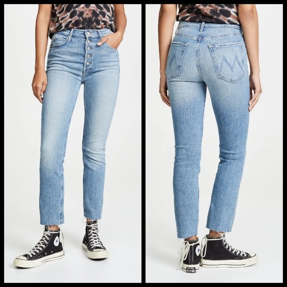 💕MOTHER💕 The Pixie Dazzler Ankle Fray Jeans Secret Sister Button Fly 31 Blue - Image 5