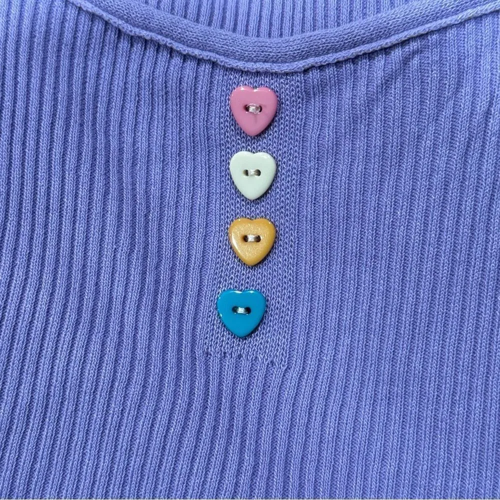 Cider Purple Heart Button Cropped Tank Top Women’s Medium - Image 3