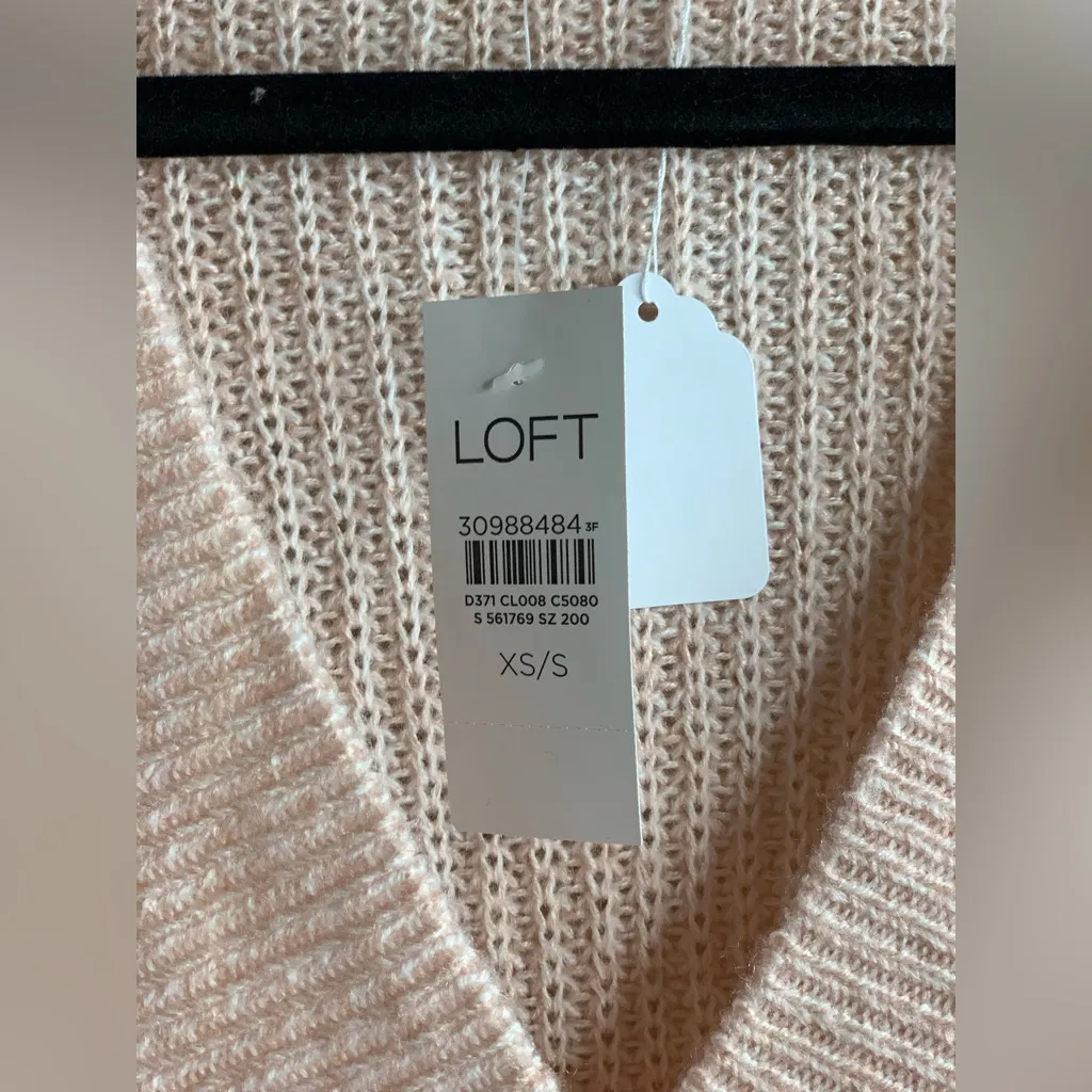 LOFT Soft Blush Pink V-Neck Knit Poncho Sweater.     Size-X-Small/Small - Image 5