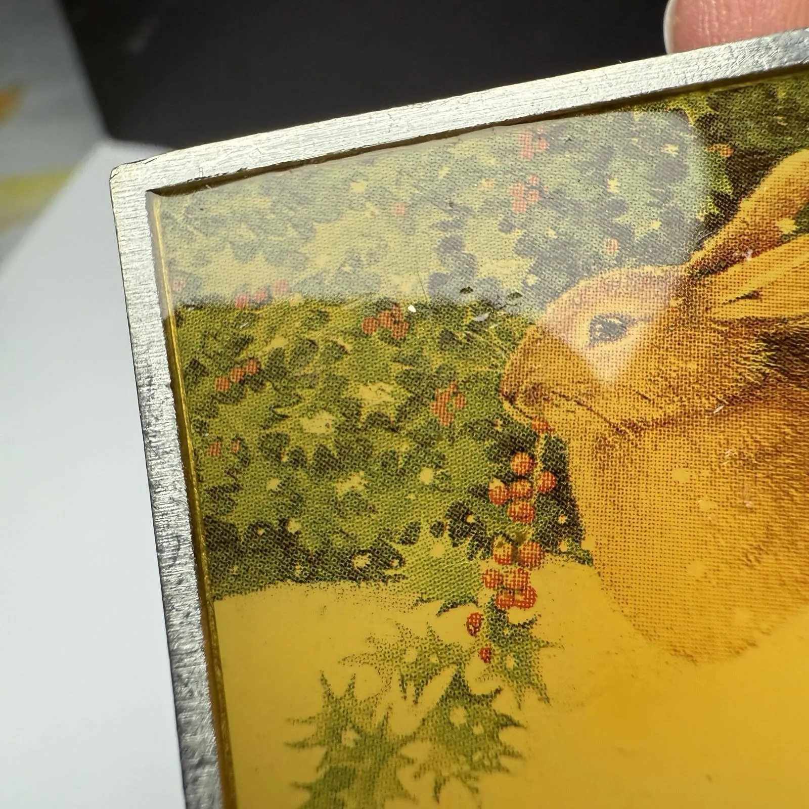 Bunny Rabbit Holly Berries Marjolein Bastin Brooch Pin Silver Tone Christmas - Image 9