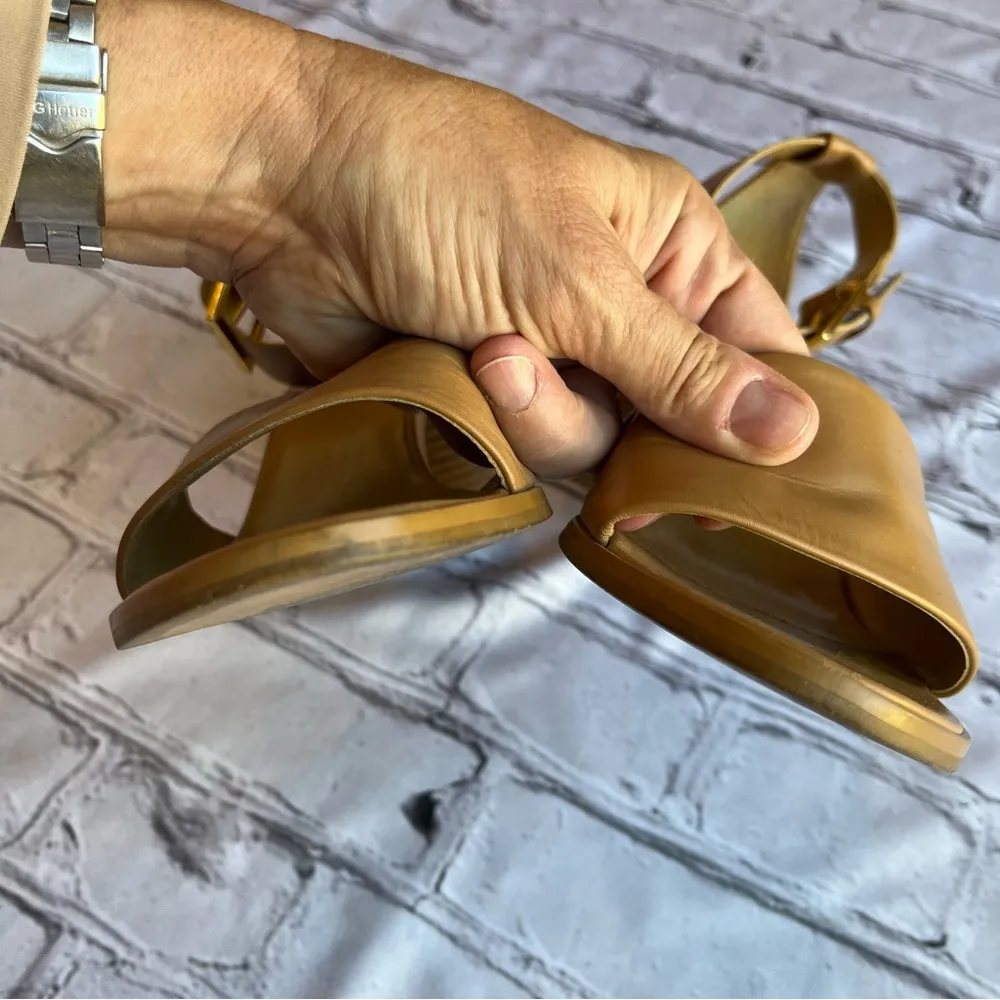 Enzo Angiolini Neutral Tan Leather Sandals 7.5 Womens Ankle Strap Minimalist - Image 13