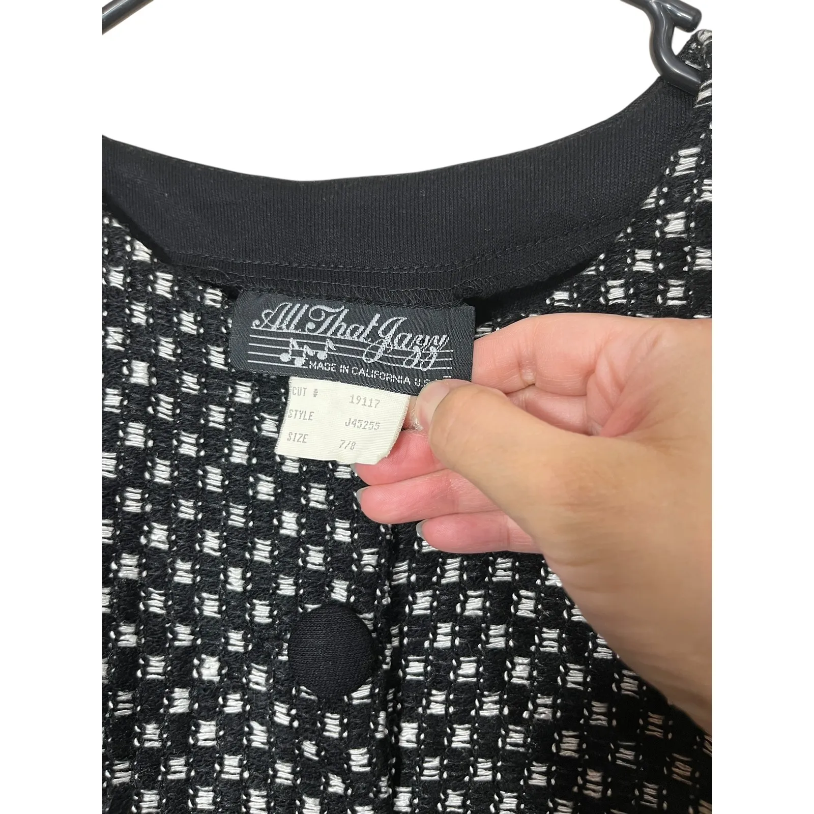 All That Jazz‎ Dress Black Long Sleeve Maxi Party Career Vintage 90s Houndstooth - Image 5