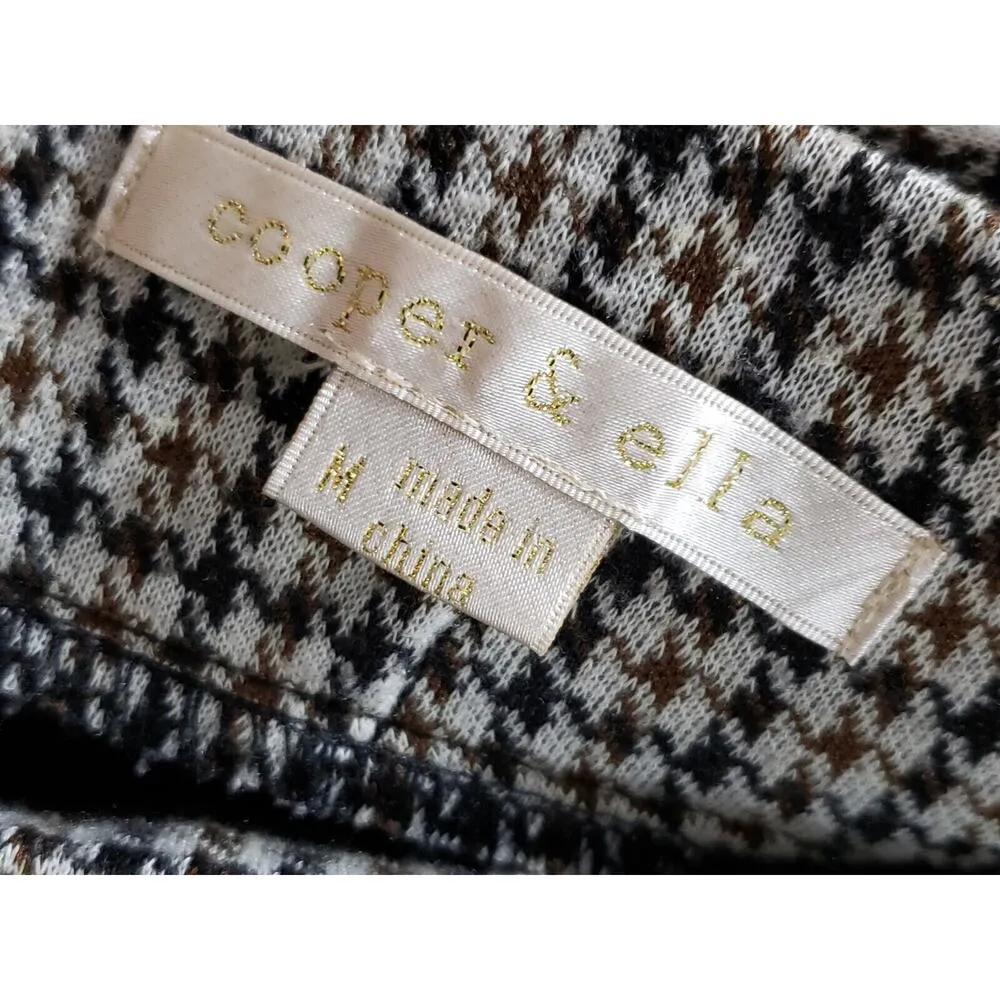 Cooper & Ella Women's Black & White Houndstooth Polyester Straight Leg Pants M - Image 3