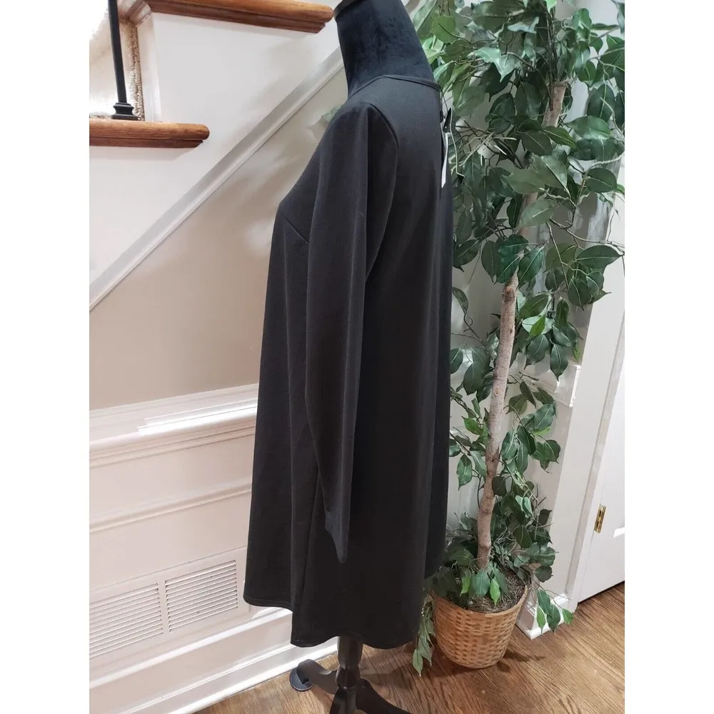 Zanzea Black Solid Polyester V-Neck Long Sleeve Pocket Tunic Dress Size Medium - Image 6