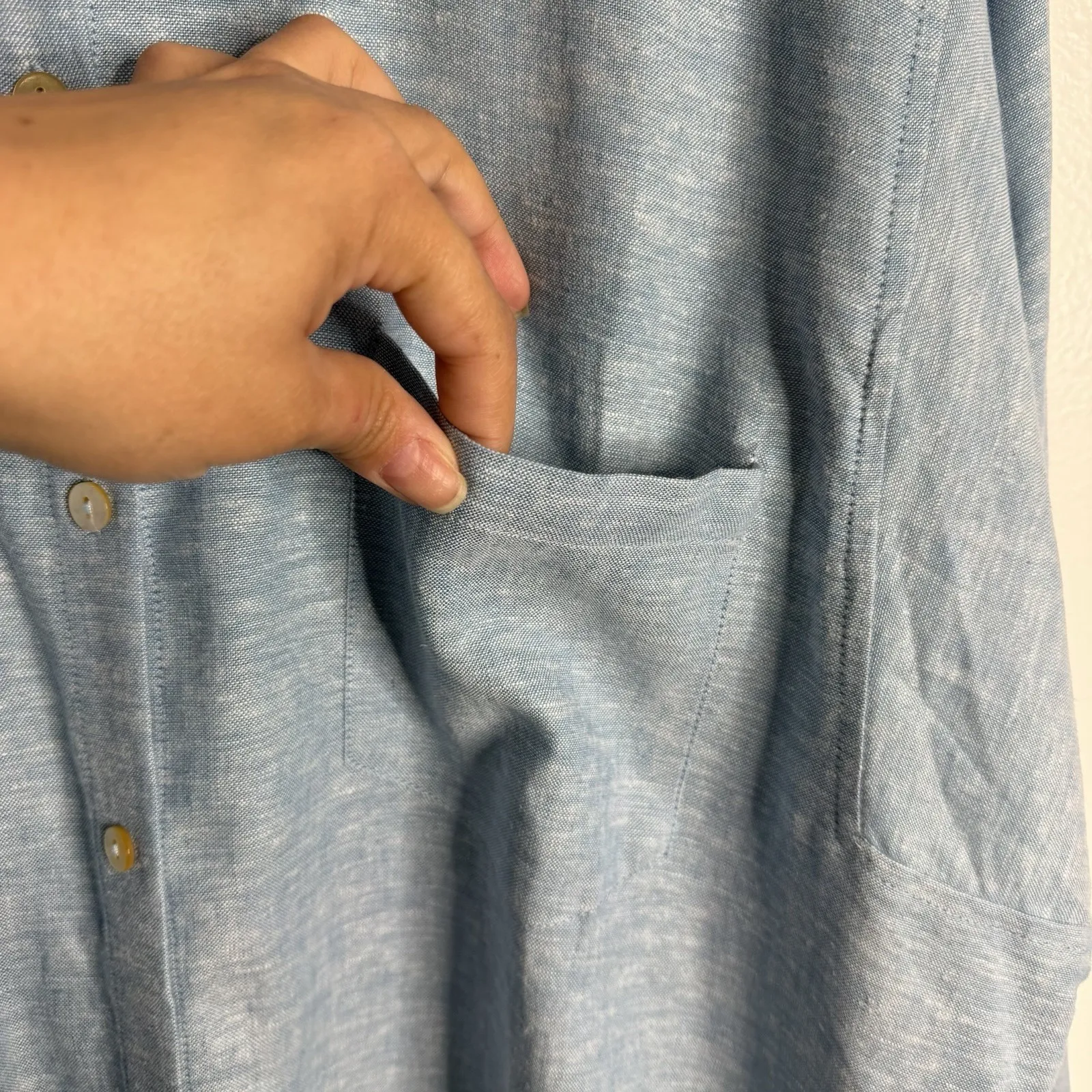 Susan Graver Linen Rayon Blend Tunic Roll Tab Sleeves With Pockets Size 1X - Image 6