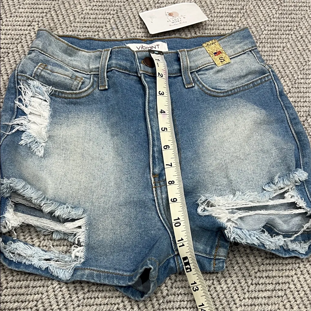 Vibrant Distressed Jean Shorts NWT - Image 7