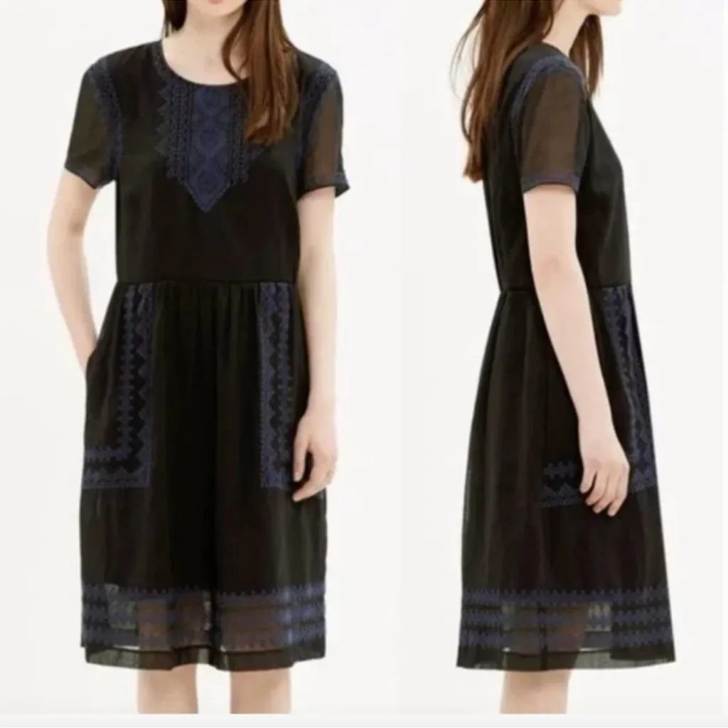 MADEWELL Black Fortune Dress Embroidered Size 2‎ - Image 2