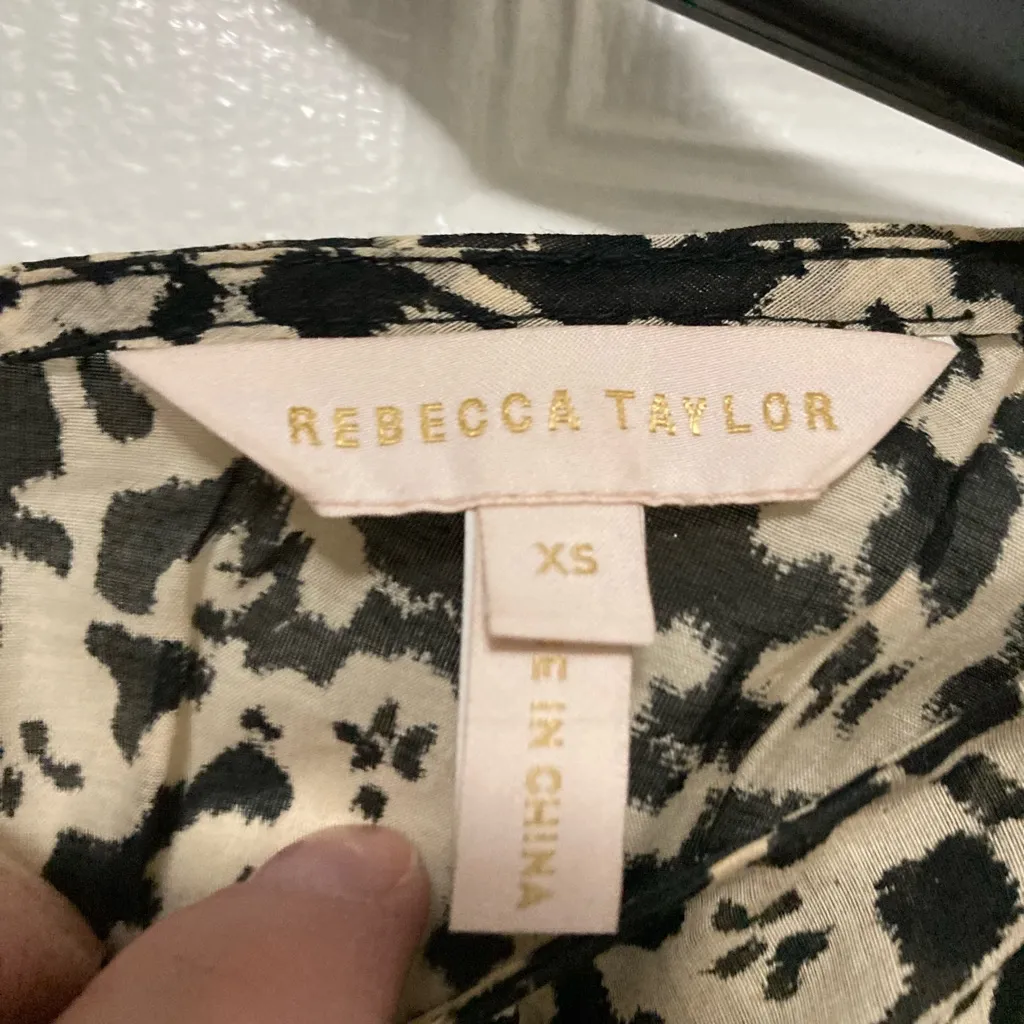 ***Rebecca Taylor Osaka Silk Blend Cream Floral Ruched Puff Sleeve Midi Dress - Image 3