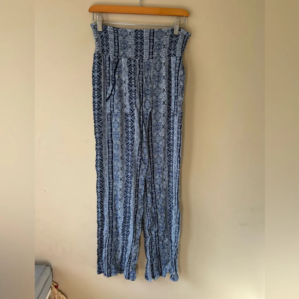 Three Dots  Blue Patterned Wide-Leg Pants - Image 2