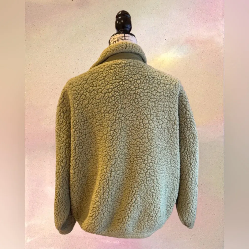 Pacsun Green Snap Button Up Fleece Fuzzy Jacket - Image 3